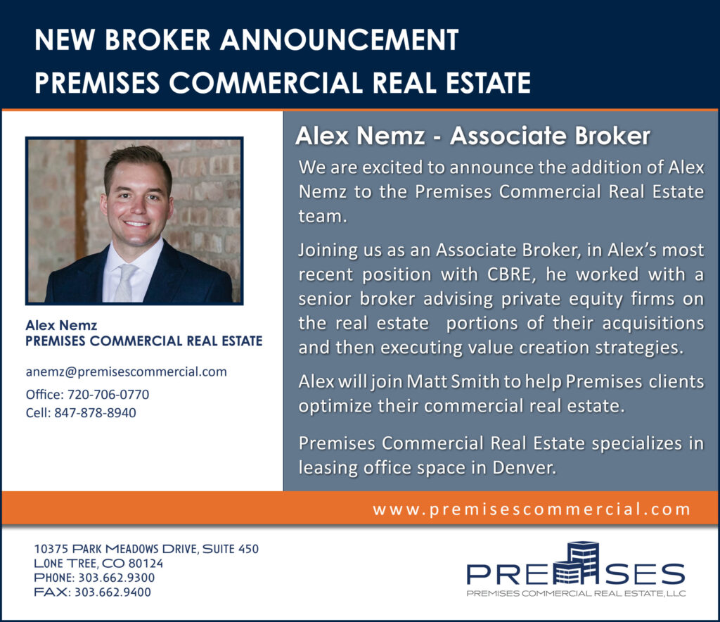 Alex Nemz - Premises Commercial Real Estate - Announcement