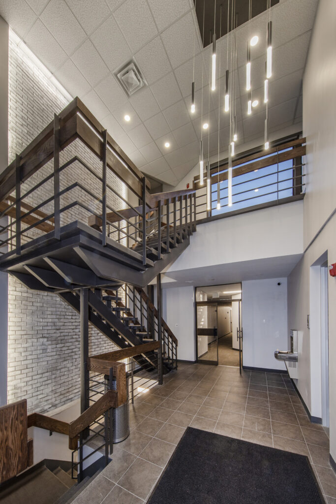 University Hills SE Denver office building lobby stairwell
